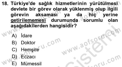 Sağlık İşletmelerinde İnsan Kaynakları Yönetimi Dersi 2025 - 2026 Yılı (Final) Dönem Sonu Sınav Soruları 18. Soru