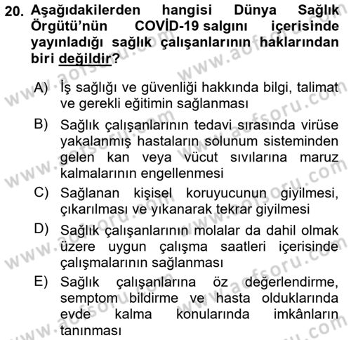 Sağlık İşletmelerinde İnsan Kaynakları Yönetimi Dersi 2025 - 2026 Yılı (Final) Dönem Sonu Sınav Soruları 20. Soru