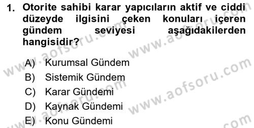 Sağlık Politikaları Dersi 2021 - 2022 Yılı (Vize) Ara Sınavı 1. Soru