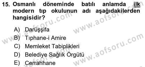 Sağlık Politikaları Dersi 2021 - 2022 Yılı (Vize) Ara Sınavı 15. Soru