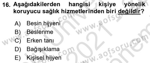 Sağlık Politikaları Dersi 2021 - 2022 Yılı (Final) Dönem Sonu Sınav Soruları 16. Soru