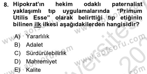 Sağlık Politikaları Dersi 2021 - 2022 Yılı (Final) Dönem Sonu Sınav Soruları 8. Soru
