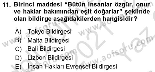 Sağlık Politikaları Dersi 2021 - 2022 Yılı Yaz Okulu Sınavı 11. Soru