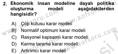 Sağlık Politikaları Dersi 2021 - 2022 Yılı Yaz Okulu Sınav Soruları 2. Soru