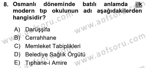 Sağlık Politikaları Dersi 2021 - 2022 Yılı Yaz Okulu Sınav Soruları 8. Soru