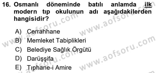 Sağlık Politikaları Dersi 2023 - 2024 Yılı (Vize) Ara Sınav Soruları 16. Soru