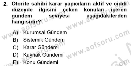 Sağlık Politikaları Dersi 2023 - 2024 Yılı (Vize) Ara Sınav Soruları 2. Soru