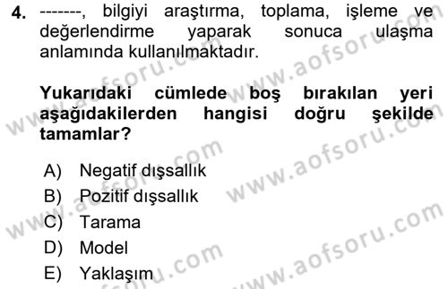Sağlık Politikaları Dersi 2023 - 2024 Yılı (Vize) Ara Sınav Soruları 4. Soru