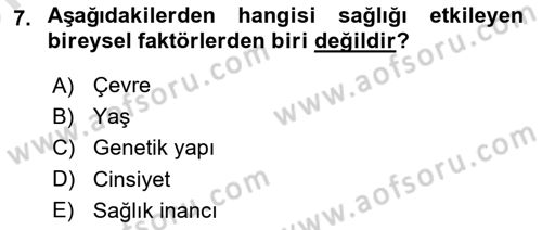 Sağlık Politikaları Dersi 2023 - 2024 Yılı (Vize) Ara Sınav Soruları 7. Soru