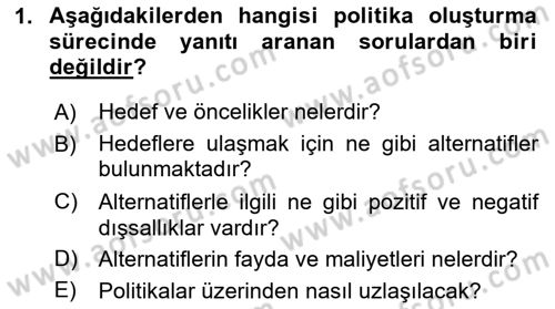 Sağlık Politikaları Dersi 2023 - 2024 Yılı (Final) Dönem Sonu Sınav Soruları 1. Soru