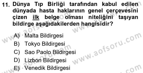 Sağlık Politikaları Dersi 2023 - 2024 Yılı (Final) Dönem Sonu Sınav Soruları 11. Soru