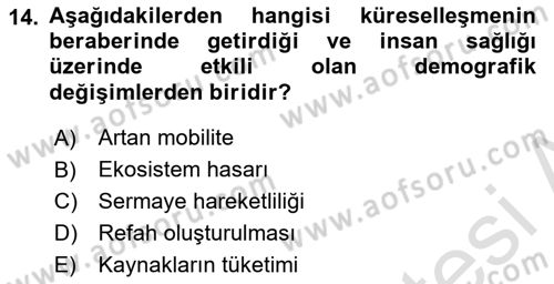 Sağlık Politikaları Dersi 2023 - 2024 Yılı (Final) Dönem Sonu Sınav Soruları 14. Soru