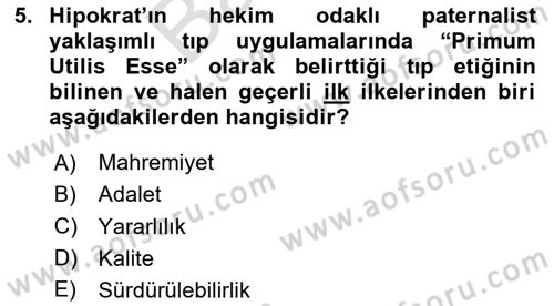 Sağlık Politikaları Dersi 2023 - 2024 Yılı (Final) Dönem Sonu Sınav Soruları 5. Soru