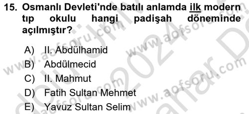 Sağlık Politikaları Dersi 2024 - 2025 Yılı (Vize) Ara Sınav Soruları 15. Soru