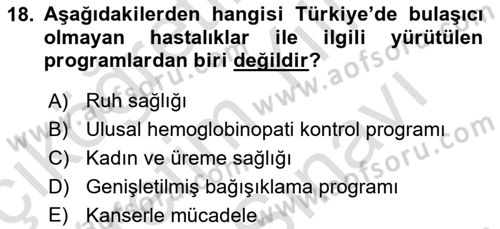 Sağlık Politikaları Dersi 2024 - 2025 Yılı (Vize) Ara Sınav Soruları 18. Soru