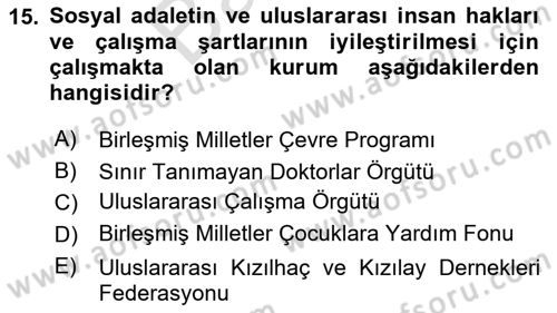 Sağlık Politikaları Dersi 2024 - 2025 Yılı (Final) Dönem Sonu Sınav Soruları 15. Soru