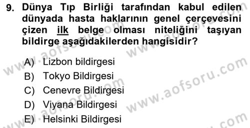 Sağlık Politikaları Dersi 2024 - 2025 Yılı (Final) Dönem Sonu Sınav Soruları 9. Soru