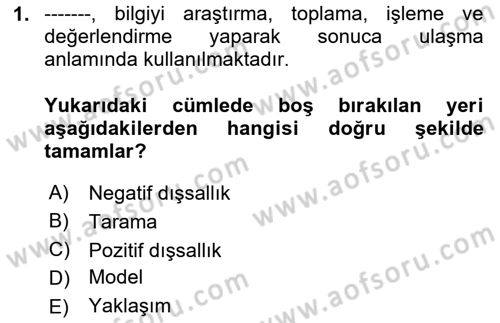 Sağlık Politikaları Dersi 2024 - 2025 Yılı Yaz Okulu Sınav Soruları 1. Soru