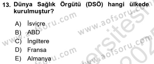 Sağlık Politikaları Dersi 2024 - 2025 Yılı Yaz Okulu Sınav Soruları 13. Soru