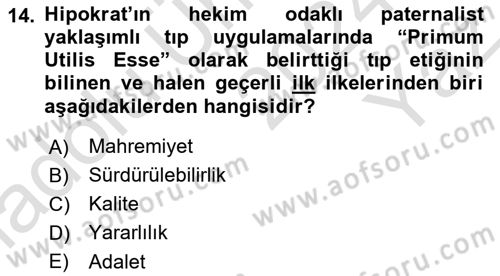 Sağlık Politikaları Dersi 2024 - 2025 Yılı Yaz Okulu Sınav Soruları 14. Soru