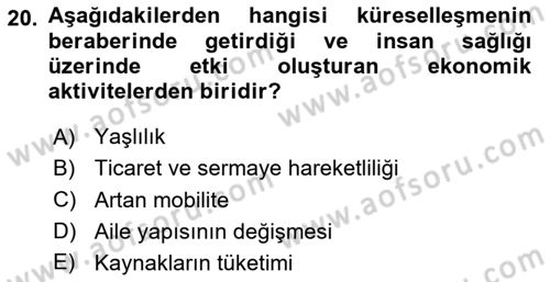 Sağlık Politikaları Dersi 2024 - 2025 Yılı Yaz Okulu Sınav Soruları 20. Soru