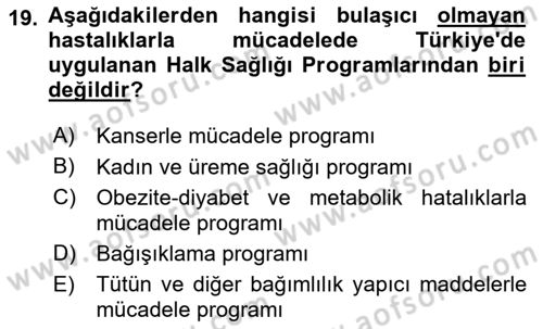Sağlık Politikaları Dersi 2025 - 2026 Yılı (Vize) Ara Sınav Soruları 19. Soru