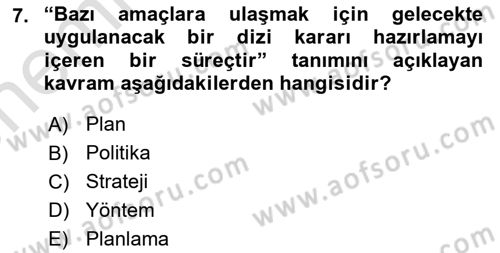 Sağlık Politikaları Dersi 2025 - 2026 Yılı (Vize) Ara Sınav Soruları 7. Soru
