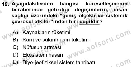 Sağlık Politikaları Dersi 2025 - 2026 Yılı (Final) Dönem Sonu Sınav Soruları 19. Soru