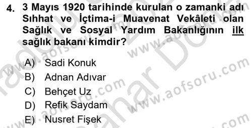 Sağlık Politikaları Dersi 2025 - 2026 Yılı (Final) Dönem Sonu Sınav Soruları 4. Soru