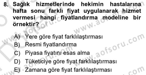 Sağlık Politikaları Dersi 2025 - 2026 Yılı (Final) Dönem Sonu Sınav Soruları 8. Soru