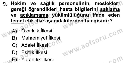 Sağlık Politikaları Dersi 2025 - 2026 Yılı (Final) Dönem Sonu Sınav Soruları 9. Soru