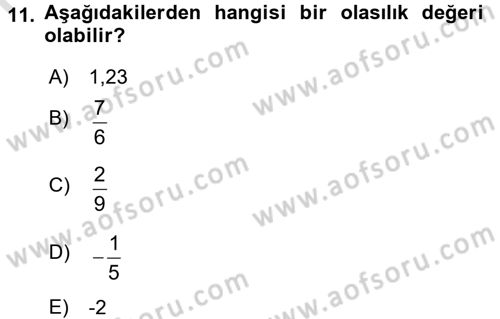 Sağlık Alanında İstatistik Dersi 2017 - 2018 Yılı (Vize) Ara Sınav Soruları 11. Soru