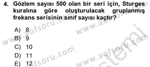 Sağlık Alanında İstatistik Dersi 2017 - 2018 Yılı (Vize) Ara Sınav Soruları 4. Soru
