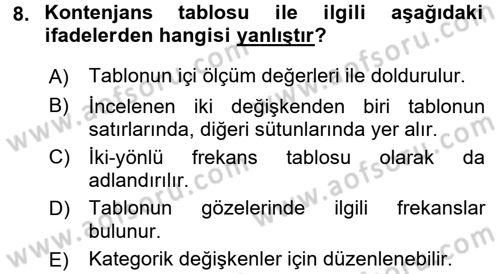 Sağlık Alanında İstatistik Dersi 2017 - 2018 Yılı (Vize) Ara Sınav Soruları 8. Soru