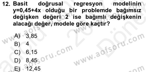 Sağlık Alanında İstatistik Dersi 2017 - 2018 Yılı (Final) Dönem Sonu Sınav Soruları 12. Soru