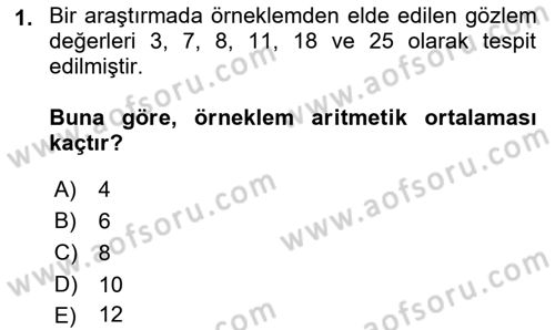 Sağlık Alanında İstatistik Dersi 2018 - 2019 Yılı 3 Ders Sınav Soruları 1. Soru