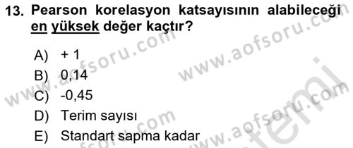 Sağlık Alanında İstatistik Dersi 2018 - 2019 Yılı 3 Ders Sınav Soruları 13. Soru
