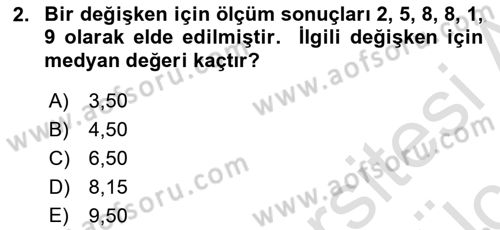 Sağlık Alanında İstatistik Dersi 2018 - 2019 Yılı 3 Ders Sınav Soruları 2. Soru