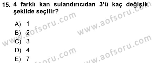 Sağlık Alanında İstatistik Dersi Ara Sınavı Deneme Sınav Soruları 15. Soru