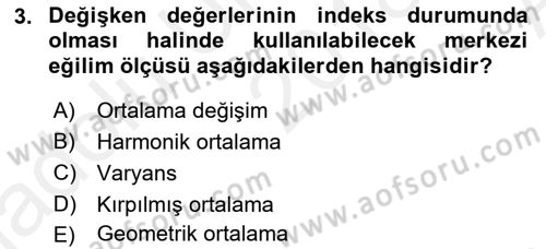 Sağlık Alanında İstatistik Dersi Ara Sınavı Deneme Sınav Soruları 3. Soru