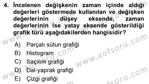 Sağlık Alanında İstatistik Dersi Ara Sınavı Deneme Sınav Soruları 4. Soru