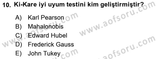 Sağlık Alanında İstatistik Dersi 2018 - 2019 Yılı (Final) Dönem Sonu Sınav Soruları 10. Soru