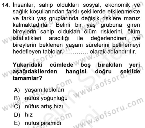 Sağlık Alanında İstatistik Dersi 2018 - 2019 Yılı (Final) Dönem Sonu Sınav Soruları 14. Soru