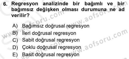 Sağlık Alanında İstatistik Dersi 2018 - 2019 Yılı (Final) Dönem Sonu Sınav Soruları 6. Soru