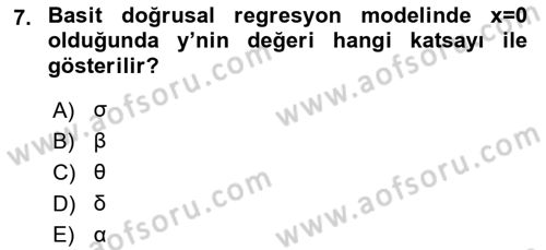 Sağlık Alanında İstatistik Dersi 2018 - 2019 Yılı (Final) Dönem Sonu Sınav Soruları 7. Soru