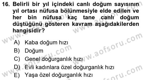 Sağlık Alanında İstatistik Dersi 2018 - 2019 Yılı Yaz Okulu Sınav Soruları 16. Soru