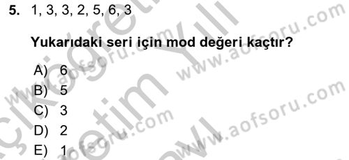 Sağlık Alanında İstatistik Dersi 2018 - 2019 Yılı Yaz Okulu Sınav Soruları 5. Soru