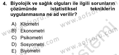 Sağlık Alanında İstatistik Dersi 2019 - 2020 Yılı (Final) Dönem Sonu Sınav Soruları 4. Soru
