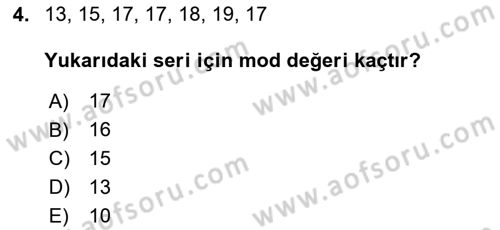 Sağlık Alanında İstatistik Dersi 2020 - 2021 Yılı Yaz Okulu Sınav Soruları 4. Soru