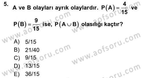 Sağlık Alanında İstatistik Dersi 2020 - 2021 Yılı Yaz Okulu Sınav Soruları 5. Soru
